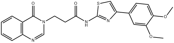 N-[4-(3,4-dimethoxyphenyl)-1,3-thiazol-2-yl]-3-(4-oxo-3(4H)-quinazolinyl)propanamide 구조식 이미지