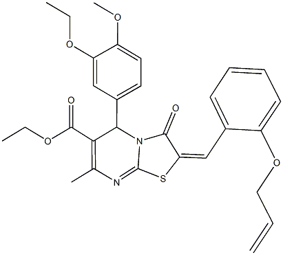 ethyl2-[2-(allyloxy)benzylidene]-5-(3-ethoxy-4-methoxyphenyl)-7-methyl-3-oxo-2,3-dihydro-5H-[1,3]thiazolo[3,2-a]pyrimidine-6-carboxylate Structure