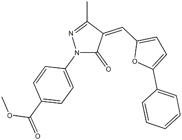 methyl4-{3-methyl-5-oxo-4-[(5-phenyl-2-furyl)methylene]-4,5-dihydro-1H-pyrazol-1-yl}benzoate Structure