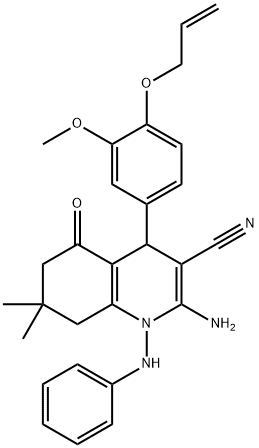 4-[4-(allyloxy)-3-methoxyphenyl]-2-amino-1-anilino-7,7-dimethyl-5-oxo-1,4,5,6,7,8-hexahydro-3-quinolinecarbonitrile 구조식 이미지