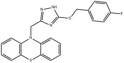 4-fluorobenzyl 3-(10H-phenothiazin-10-ylmethyl)-1H-1,2,4-triazol-5-yl sulfide 구조식 이미지