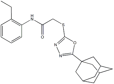 2-{[5-(1-adamantyl)-1,3,4-oxadiazol-2-yl]sulfanyl}-N-(2-ethylphenyl)acetamide Structure