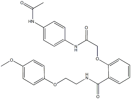 2-{2-[4-(acetylamino)anilino]-2-oxoethoxy}-N-[2-(4-methoxyphenoxy)ethyl]benzamide 구조식 이미지