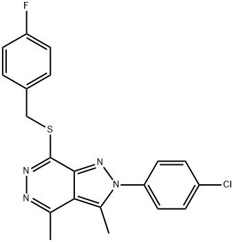 2-(4-chlorophenyl)-3,4-dimethyl-2H-pyrazolo[3,4-d]pyridazin-7-yl 4-fluorobenzyl sulfide Structure