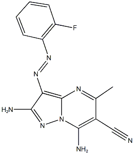 2,7-diamino-3-[(2-fluorophenyl)diazenyl]-5-methylpyrazolo[1,5-a]pyrimidine-6-carbonitrile 구조식 이미지