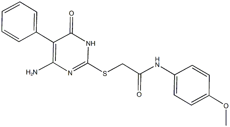 2-[(4-amino-6-oxo-5-phenyl-1,6-dihydro-2-pyrimidinyl)sulfanyl]-N-(4-methoxyphenyl)acetamide 구조식 이미지