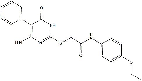 2-[(4-amino-6-oxo-5-phenyl-1,6-dihydro-2-pyrimidinyl)sulfanyl]-N-(4-ethoxyphenyl)acetamide 구조식 이미지