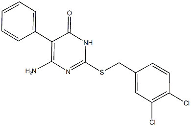 6-amino-2-[(3,4-dichlorobenzyl)sulfanyl]-5-phenyl-4(3H)-pyrimidinone 구조식 이미지