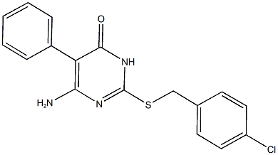 6-amino-2-[(4-chlorobenzyl)sulfanyl]-5-phenyl-4(3H)-pyrimidinone Structure