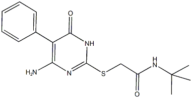 2-[(4-amino-6-oxo-5-phenyl-1,6-dihydro-2-pyrimidinyl)sulfanyl]-N-(tert-butyl)acetamide 구조식 이미지