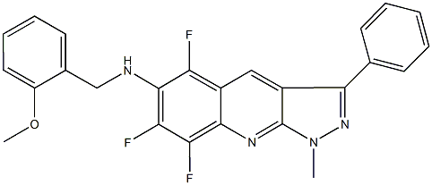 N-(2-methoxybenzyl)-N-(5,7,8-trifluoro-1-methyl-3-phenyl-1H-pyrazolo[3,4-b]quinolin-6-yl)amine 구조식 이미지