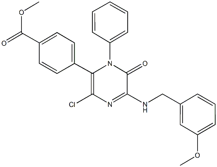 methyl 4-{3-chloro-5-[(3-methoxybenzyl)amino]-6-oxo-1-phenyl-1,6-dihydro-2-pyrazinyl}benzoate Structure