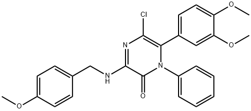 5-chloro-6-(3,4-dimethoxyphenyl)-3-[(4-methoxybenzyl)amino]-1-phenyl-2(1H)-pyrazinone Structure