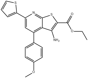 ethyl 3-amino-4-(4-methoxyphenyl)-6-(2-thienyl)thieno[2,3-b]pyridine-2-carboxylate Structure