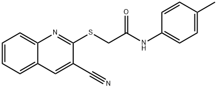 2-[(3-cyano-2-quinolinyl)sulfanyl]-N-(4-methylphenyl)acetamide Structure