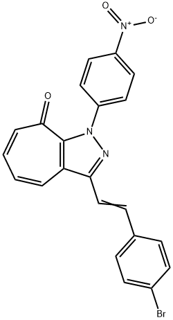 3-[2-(4-bromophenyl)vinyl]-1-{4-nitrophenyl}cyclohepta[c]pyrazol-8(1H)-one Structure