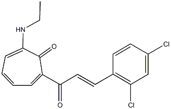 2-[3-(2,4-dichlorophenyl)acryloyl]-7-(ethylamino)-2,4,6-cycloheptatrien-1-one 구조식 이미지