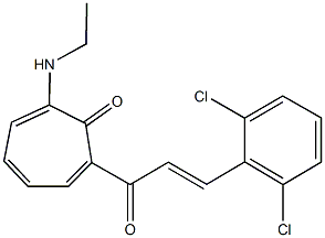 2-[3-(2,6-dichlorophenyl)acryloyl]-7-(ethylamino)-2,4,6-cycloheptatrien-1-one Structure