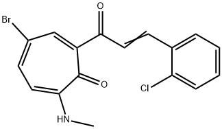 4-bromo-2-[3-(2-chlorophenyl)acryloyl]-7-(methylamino)-2,4,6-cycloheptatrien-1-one 구조식 이미지