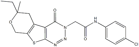 N-(4-chlorophenyl)-2-(6-ethyl-6-methyl-4-oxo-5,8-dihydro-4H-pyrano[4',3':4,5]thieno[2,3-d][1,2,3]triazin-3(6H)-yl)acetamide 구조식 이미지