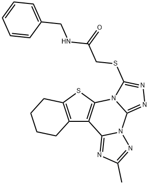 N-benzyl-2-[(2-methyl-10,11,12,13-tetrahydro[1]benzothieno[3,2-e]di[1,2,4]triazolo[4,3-a:1,5-c]pyrimidin-7-yl)sulfanyl]acetamide Structure