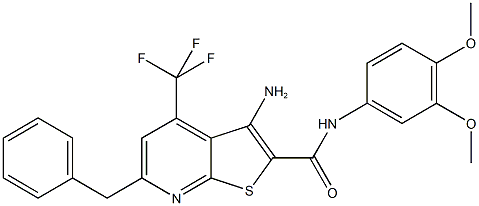 3-amino-6-benzyl-N-(3,4-dimethoxyphenyl)-4-(trifluoromethyl)thieno[2,3-b]pyridine-2-carboxamide Structure