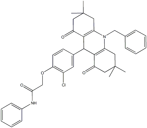 2-[4-(10-benzyl-3,3,6,6-tetramethyl-1,8-dioxo-1,2,3,4,5,6,7,8,9,10-decahydro-9-acridinyl)-2-chlorophenoxy]-N-phenylacetamide Structure