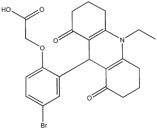 [4-bromo-2-(10-ethyl-1,8-dioxo-1,2,3,4,5,6,7,8,9,10-decahydro-9-acridinyl)phenoxy]acetic acid 구조식 이미지