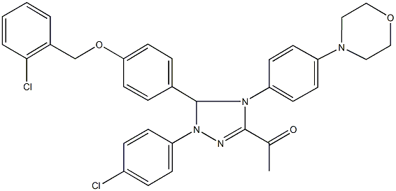 1-{5-{4-[(2-chlorobenzyl)oxy]phenyl}-1-(4-chlorophenyl)-4-[4-(4-morpholinyl)phenyl]-4,5-dihydro-1H-1,2,4-triazol-3-yl}ethanone 구조식 이미지