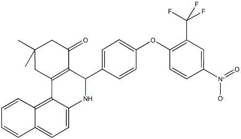 5-{4-[4-nitro-2-(trifluoromethyl)phenoxy]phenyl}-2,2-dimethyl-2,3,5,6-tetrahydrobenzo[a]phenanthridin-4(1H)-one Structure