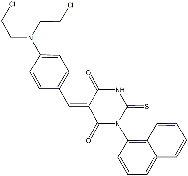 5-{4-[bis(2-chloroethyl)amino]benzylidene}-1-(1-naphthyl)-2-thioxodihydro-4,6(1H,5H)-pyrimidinedione 구조식 이미지