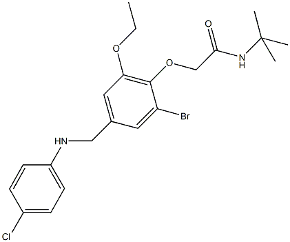 2-{2-bromo-4-[(4-chloroanilino)methyl]-6-ethoxyphenoxy}-N-(tert-butyl)acetamide 구조식 이미지