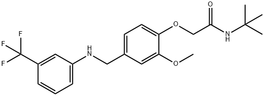 N-(tert-butyl)-2-(2-methoxy-4-{[3-(trifluoromethyl)anilino]methyl}phenoxy)acetamide Structure