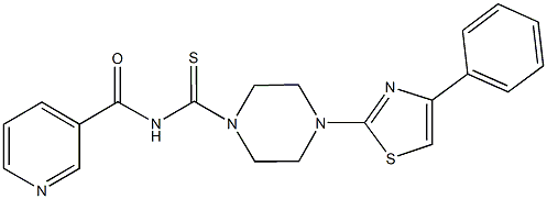 N-{[4-(4-phenyl-1,3-thiazol-2-yl)-1-piperazinyl]carbothioyl}nicotinamide Structure