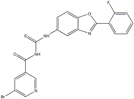 N-[(5-bromo-3-pyridinyl)carbonyl]-N'-[2-(2-fluorophenyl)-1,3-benzoxazol-5-yl]thiourea Structure