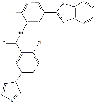 N-[5-(1,3-benzothiazol-2-yl)-2-methylphenyl]-2-chloro-5-(4H-1,2,4-triazol-4-yl)benzamide 구조식 이미지