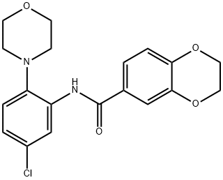 N-[5-chloro-2-(4-morpholinyl)phenyl]-2,3-dihydro-1,4-benzodioxine-6-carboxamide 구조식 이미지