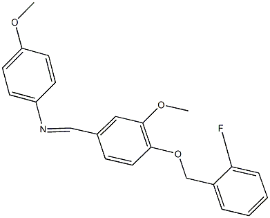 N-{4-[(2-fluorobenzyl)oxy]-3-methoxybenzylidene}-N-(4-methoxyphenyl)amine 구조식 이미지