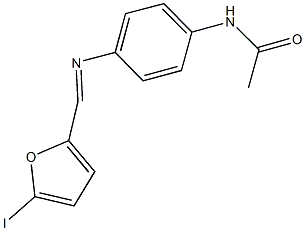 N-(4-{[(5-iodo-2-furyl)methylene]amino}phenyl)acetamide 구조식 이미지