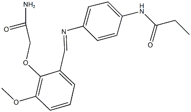 N-(4-{[2-(2-amino-2-oxoethoxy)-3-methoxybenzylidene]amino}phenyl)propanamide 구조식 이미지