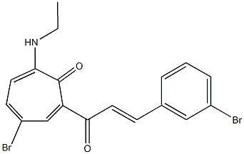 4-bromo-2-[3-(3-bromophenyl)acryloyl]-7-(ethylamino)-2,4,6-cycloheptatrien-1-one 구조식 이미지
