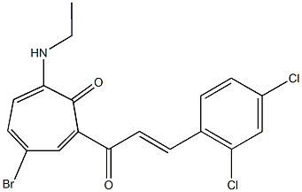 4-bromo-2-[3-(2,4-dichlorophenyl)acryloyl]-7-(ethylamino)-2,4,6-cycloheptatrien-1-one 구조식 이미지