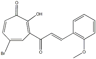 5-bromo-2-hydroxy-3-[3-(2-methoxyphenyl)acryloyl]-2,4,6-cycloheptatrien-1-one 구조식 이미지