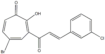 5-bromo-3-[3-(3-chlorophenyl)acryloyl]-2-hydroxy-2,4,6-cycloheptatrien-1-one Structure