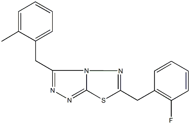 6-(2-fluorobenzyl)-3-(2-methylbenzyl)[1,2,4]triazolo[3,4-b][1,3,4]thiadiazole 구조식 이미지