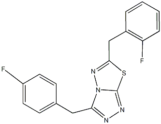 6-(2-fluorobenzyl)-3-(4-fluorobenzyl)[1,2,4]triazolo[3,4-b][1,3,4]thiadiazole 구조식 이미지