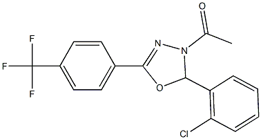 3-acetyl-2-(2-chlorophenyl)-5-[4-(trifluoromethyl)phenyl]-2,3-dihydro-1,3,4-oxadiazole 구조식 이미지