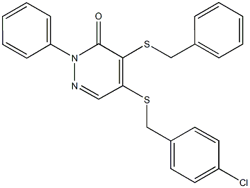 4-(benzylsulfanyl)-5-[(4-chlorobenzyl)sulfanyl]-2-phenyl-3(2H)-pyridazinone 구조식 이미지