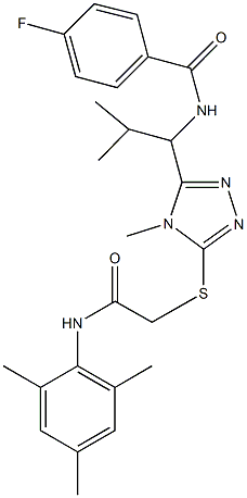 4-fluoro-N-[1-(5-{[2-(mesitylamino)-2-oxoethyl]sulfanyl}-4-methyl-4H-1,2,4-triazol-3-yl)-2-methylpropyl]benzamide Structure