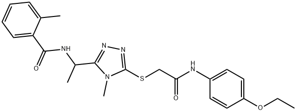 N-[1-(5-{[2-(4-ethoxyanilino)-2-oxoethyl]thio}-4-methyl-4H-1,2,4-triazol-3-yl)ethyl]-2-methylbenzamide 구조식 이미지